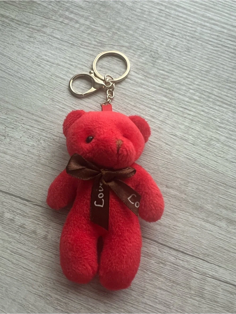 5/$25 Red Plush Bear Keychain with Ribbon